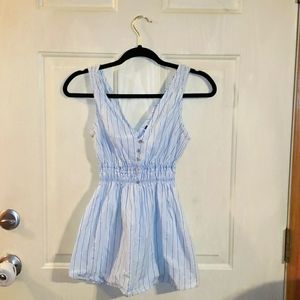 GAP Smock waist blue and white striped tank top